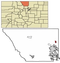 Location of Wellington in Larimer County, Colorado.