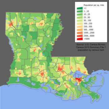 Louisiana population map