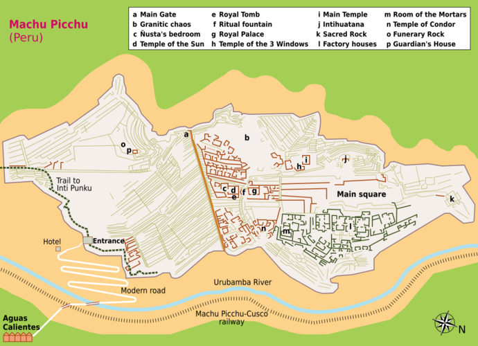 Machu Picchu site map