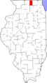 Map of Illinois highlighting Boone County