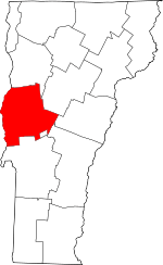 Map of Vermont highlighting Addison County