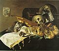 N. Le Peschier - Skull, Money Bags, and Documents - 1661