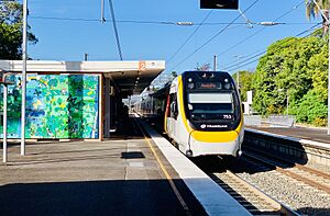 NGR753 approaching Sherwood railway station, Brisbane