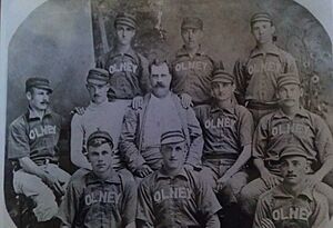Olney, IL, Baseball Team, 1893. Ollie Pickering, top row, far right