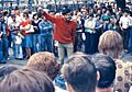 Orator at Speakers Corner, London, with crowd, 1974