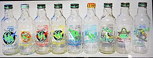 Original line of glass bottles.