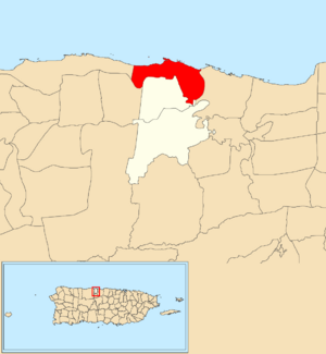 Location of Palmas Altas within the municipality of Barceloneta shown in red