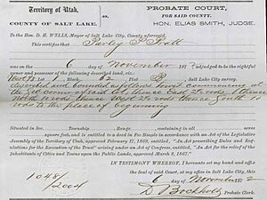 Parley P. Pratt's Land Title Certificate, No. 1048, 1872