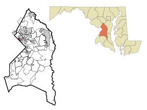 Prince George's County Maryland Incorporated and Unincorporated areas Mount Rainier Highlighted.svg