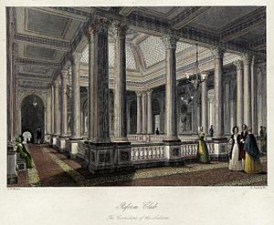Reform Club. Upper level of the saloon. From London Interiors (1841)