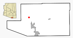 Location in Santa Cruz County and the state of Arizona