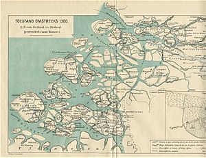 TA REC 001 Reconstructie kaart Zeeland + ZH eilanden ±1300