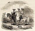 Tail-piece Mediaeval Lady and Gentlemen on Horseback with Falcons from Yarrell History of British Birds 1843