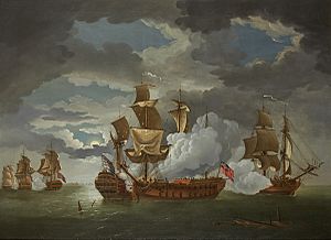 The action between the Serapis, capt. Pearson, the Countess of Scarborough, and Paul Jones’s Squadron. R.Paton - K325