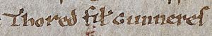 Thored Gunnerson (British Library Cotton MS Domitian A VIII, folio 58v)