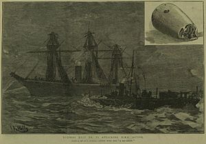 Torpedo Boat No 78 attacking HMS Active - ILN 1888