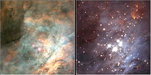 Trapezium cluster optical and infrared comparison