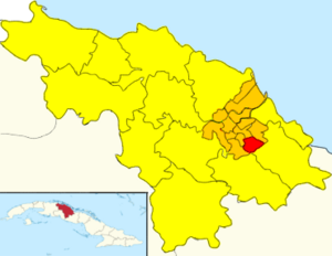 Map of Fe (Red) in Camajuaní (Orange) in Villa Clara (Yellow)
