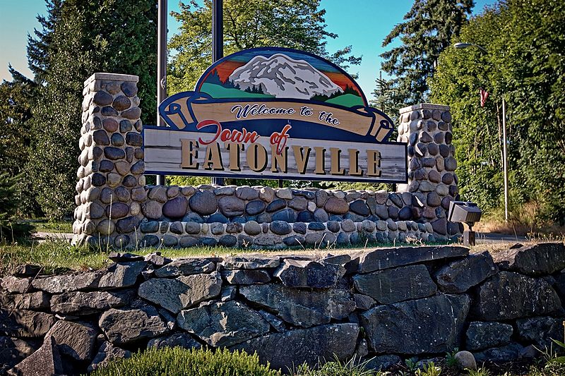 Welcome sign in Eatonville, WA