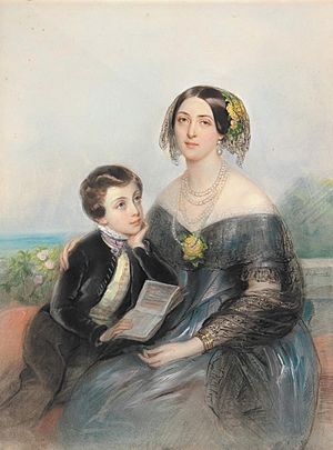 A.Demidova with son Paul by L.H.de Liomenil (1840s, priv.coll.)