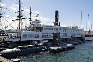 Berkeley Ferry and U.S.S. Dolphin at the Maritime Museum of San Diego.jpg