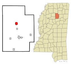 Location of Bruce, Mississippi