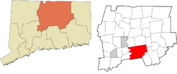 Glastonbury's location within the Capitol Planning Region and the state of Connecticut