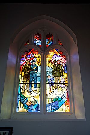 Church of St Mary Little Easton Essex England Crusader Chapel window