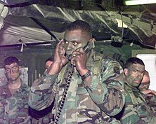 Colonel Lloyd Austin as a commander of the 3rd Brigade, 505th Parachute Infantry Regiment at a Tactical Operations Center