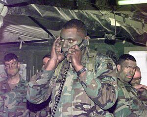 Colonel Lloyd Austin as a commander of the 3rd Brigade, 505th Parachute Infantry Regiment at a Tactical Operations Center