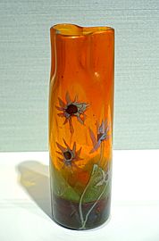 Cylindrical vase by Emile Galle, c. 1900, glass - Hessisches Landesmuseum Darmstadt - Darmstadt, Germany - DSC00958