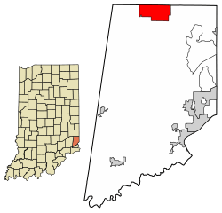 Location of St. Leon in Dearborn County, Indiana.