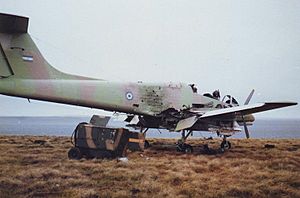 Destroyed Argentine Pucara aircraft Pebble Island 1982