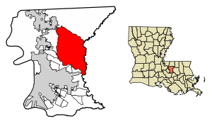 Location of Central in East Baton Rouge Parish, Louisiana.