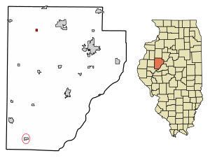 Location of Ellisville in Fulton County, Illinois.