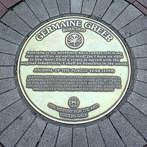 Germaine Greer Sydney Writers Walk plaque