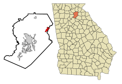 Location in Hall County and the state of Georgia