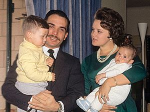 King Hussein and Princess Muna with sons 1964 (cropped)