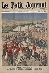Le Petit Journal - Au Maroc, la colonne du général Baumgarten occupe Taza