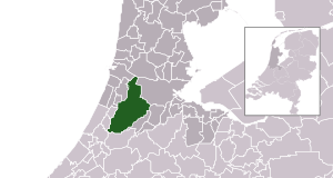 Highlighted position of Haarlemmermeer in a municipal map of North Holland