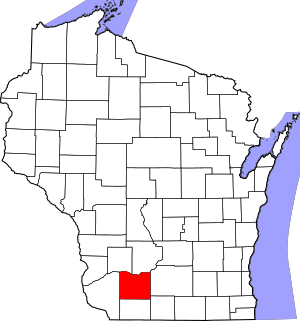 Map of Wisconsin highlighting Iowa County