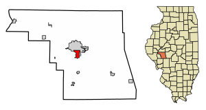 Location of South Jacksonville in Morgan County, Illinois.
