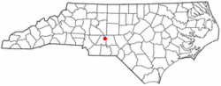 Location of Badin, North Carolina