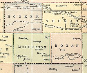 Nebraska Map 1914 Hooker Logan McPherson Thomas
