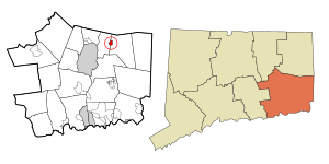 The borough's location in New London County
