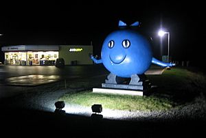 The giant blueberry makes a distinctive entry feature for the community