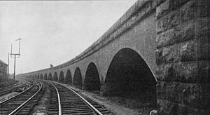 Pennsylvania Railroad Improvements, Brick Arch Viaduct, Liberty Street to Baltimore and Ohio Railroad, Wilmington, New Castle County, DE HAER DEL,2-WILM,33C-5-crop