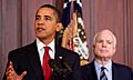President Barack Obama and Senator John McCain press conference