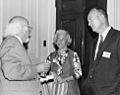 William Shirer (Left), Barbara Tuchman (Center), and John Eisenhower at the Conference on Research and World War II and the National Archives, June 14-15, 1971