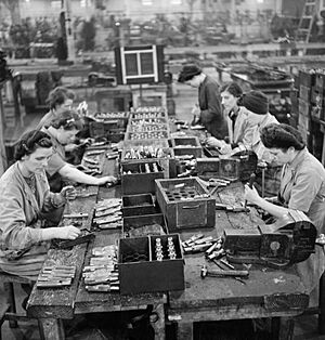 Women working in the Royal Ordnance Factory at Fazakerley, near Liverpool during 1943. D12363